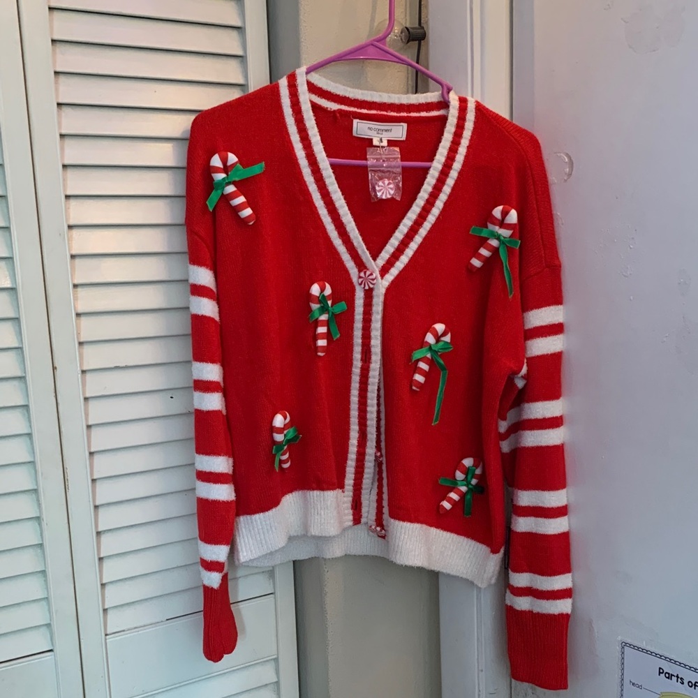 Red and White Candy Cane Cardigan